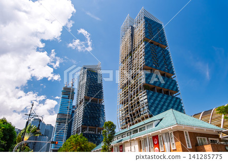 Singapore: New high-rise towers and retro brick buildings near Esplanade Station Singapore: New high-rise towers and retro brick buildings near Esplanade Station 141285775