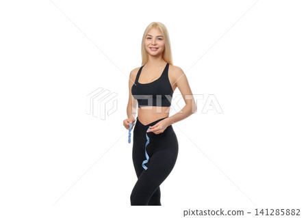 Young woman demonstrates yoga poses for fitness, isolated, PNG Young woman demonstrates yoga poses for fitness, isolated, PNG 141285882