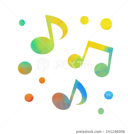 一幅帶有精美水彩圖案的音符圖示插圖。 一幅帶有精美水彩圖案的音符圖示插圖。 141286006