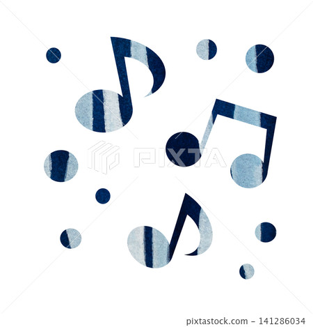 An illustration of a musical note icon with a beautiful watercolor pattern. 141286034