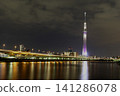 Night view of Tokyo Skytree across the Sumida River 141286078