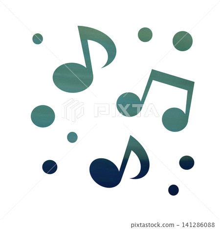 An illustration of a musical note icon with a beautiful watercolor pattern. 141286088