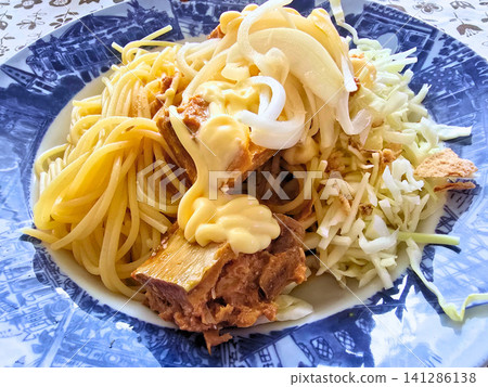 Homemade mackerel can mayonnaise pasta Homemade mackerel can mayonnaise pasta 141286138
