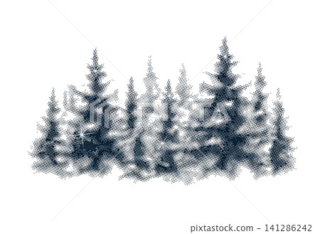 Snowy Christmas trees painted in watercolor on a white background Snowy Christmas trees painted in watercolor on a white background 141286242