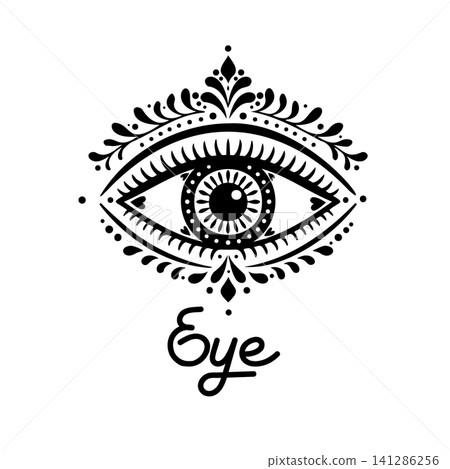 Eye flower Hand drawn T-shirt print. Not AI, vector illustration. Eye flower Hand drawn T-shirt print. Not AI, vector illustration. 141286256
