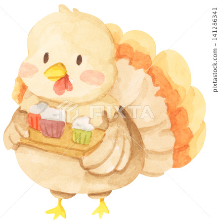 Watercolor painting of Thanksgiving turkey. Watercolor painting of Thanksgiving turkey. 141286341