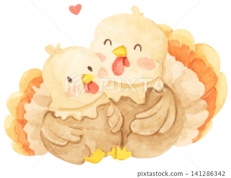 Watercolor painting of Thanksgiving turkey. Watercolor painting of Thanksgiving turkey. 141286342
