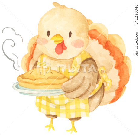 Watercolor painting of Thanksgiving turkey. Watercolor painting of Thanksgiving turkey. 141286346
