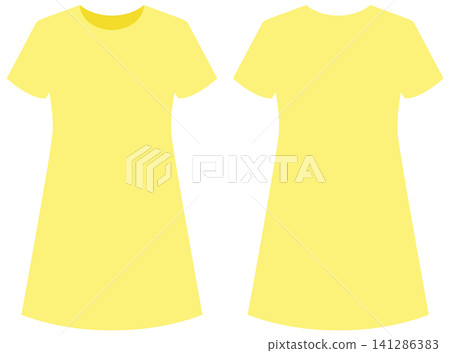 Yellow Short Sleeve T-Shirt Dress Vector Template Front and Back View Yellow Short Sleeve T-Shirt Dress Vector Template Front and Back View 141286383