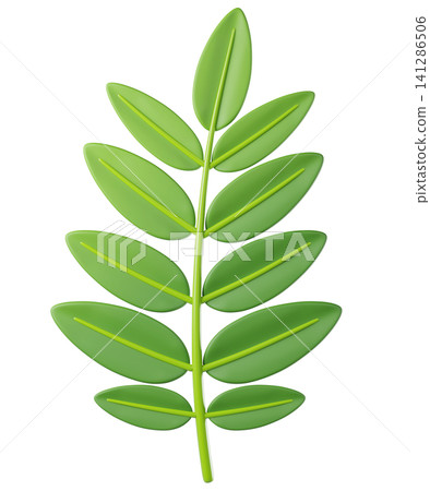 3D leaf rowan in green color, isolated on background. Botanical leaves for eco design, spring, summer, autumn, nature, organic, gardening, stickers, banners. 3d render 3D leaf rowan in green color, isolated on background. Botanical leaves for eco design, spring, summer, autumn, nature, organic, gardening, stickers, banners. 3d render 141286506