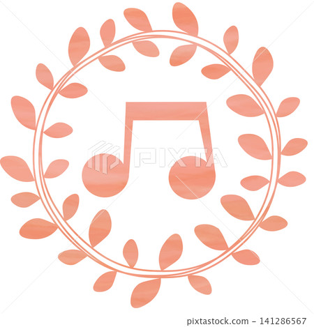 An illustration of a musical note icon with a beautiful watercolor pattern. An illustration of a musical note icon with a beautiful watercolor pattern. 141286567