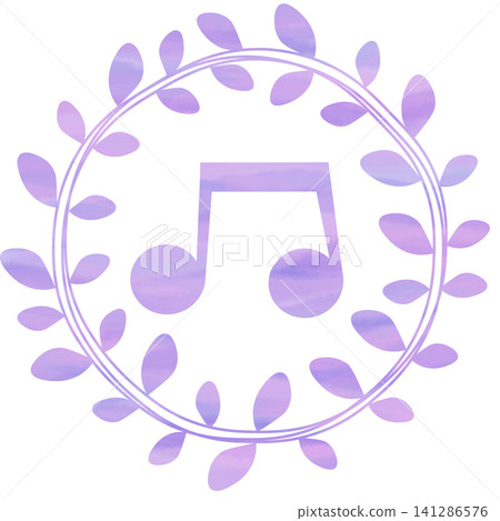 An illustration of a musical note icon with a beautiful watercolor pattern. An illustration of a musical note icon with a beautiful watercolor pattern. 141286576