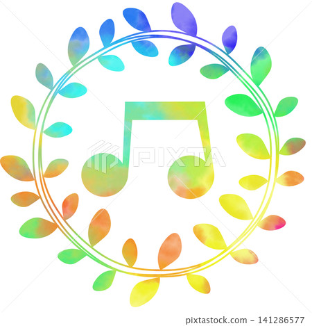 An illustration of a musical note icon with a beautiful watercolor pattern. An illustration of a musical note icon with a beautiful watercolor pattern. 141286577