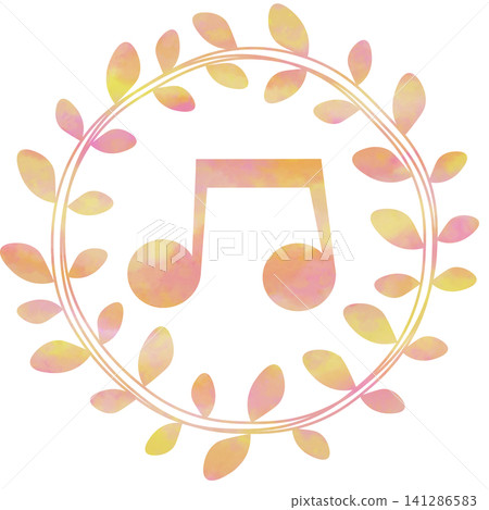 An illustration of a musical note icon with a beautiful watercolor pattern. An illustration of a musical note icon with a beautiful watercolor pattern. 141286583