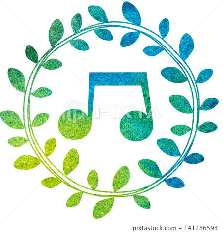 An illustration of a musical note icon with a beautiful watercolor pattern. An illustration of a musical note icon with a beautiful watercolor pattern. 141286593