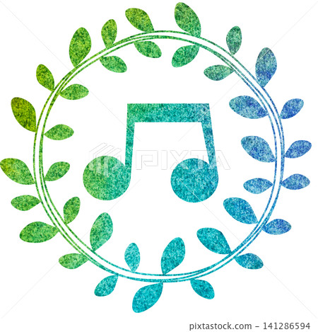 An illustration of a musical note icon with a beautiful watercolor pattern. An illustration of a musical note icon with a beautiful watercolor pattern. 141286594