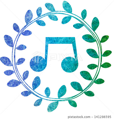 An illustration of a musical note icon with a beautiful watercolor pattern. An illustration of a musical note icon with a beautiful watercolor pattern. 141286595