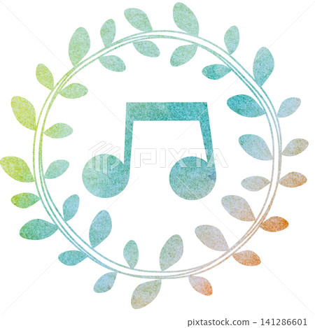 An illustration of a musical note icon with a beautiful watercolor pattern. An illustration of a musical note icon with a beautiful watercolor pattern. 141286601