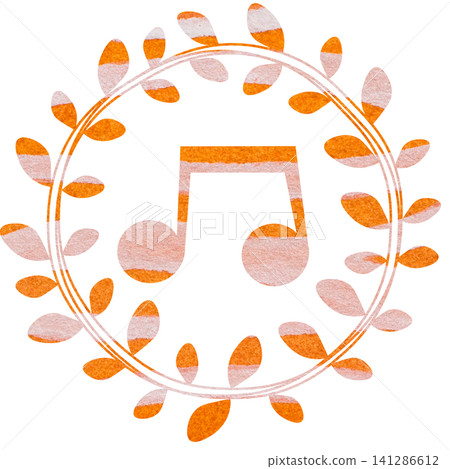 An illustration of a musical note icon with a beautiful watercolor pattern. An illustration of a musical note icon with a beautiful watercolor pattern. 141286612