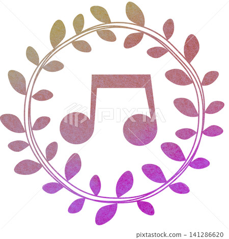 An illustration of a musical note icon with a beautiful watercolor pattern. An illustration of a musical note icon with a beautiful watercolor pattern. 141286620