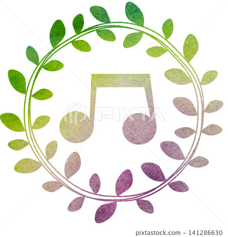 An illustration of a musical note icon with a beautiful watercolor pattern. An illustration of a musical note icon with a beautiful watercolor pattern. 141286630