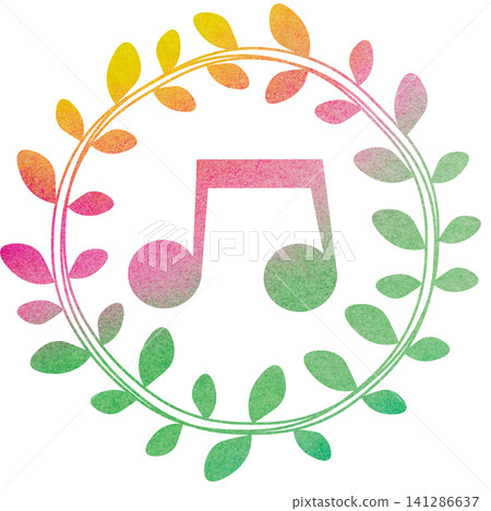 An illustration of a musical note icon with a beautiful watercolor pattern. An illustration of a musical note icon with a beautiful watercolor pattern. 141286637