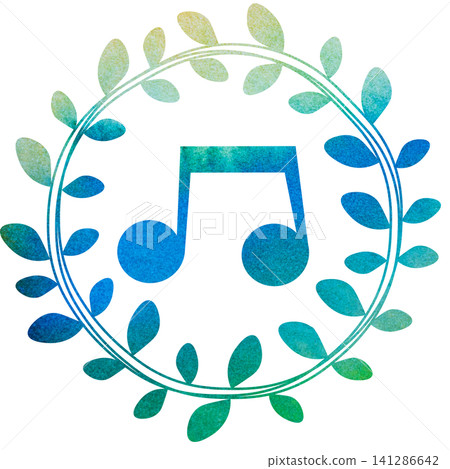 An illustration of a musical note icon with a beautiful watercolor pattern. An illustration of a musical note icon with a beautiful watercolor pattern. 141286642