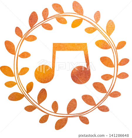 An illustration of a musical note icon with a beautiful watercolor pattern. An illustration of a musical note icon with a beautiful watercolor pattern. 141286648
