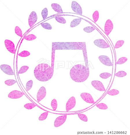 An illustration of a musical note icon with a beautiful watercolor pattern. An illustration of a musical note icon with a beautiful watercolor pattern. 141286662