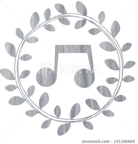 An illustration of a musical note icon with a beautiful watercolor pattern. 141286664