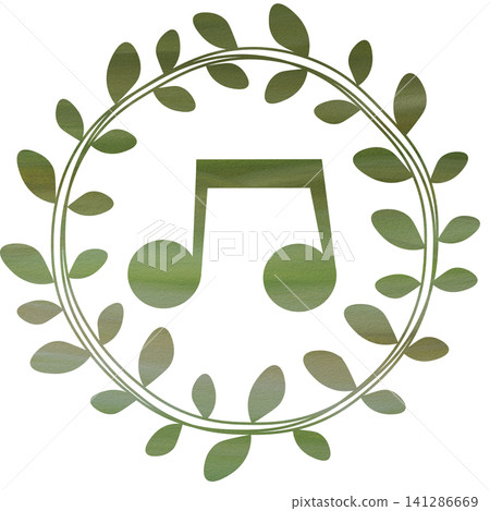 An illustration of a musical note icon with a beautiful watercolor pattern. 141286669