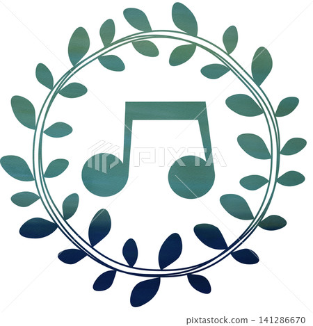 An illustration of a musical note icon with a beautiful watercolor pattern. An illustration of a musical note icon with a beautiful watercolor pattern. 141286670