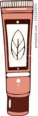 A tube of cosmetic cream with beige foundation on a transparent background. 141287074