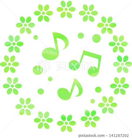 An illustration of a musical note icon with a beautiful watercolor pattern. An illustration of a musical note icon with a beautiful watercolor pattern. 141287202