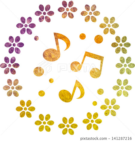 An illustration of a musical note icon with a beautiful watercolor pattern. An illustration of a musical note icon with a beautiful watercolor pattern. 141287216