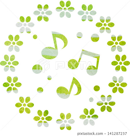An illustration of a musical note icon with a beautiful watercolor pattern. An illustration of a musical note icon with a beautiful watercolor pattern. 141287237