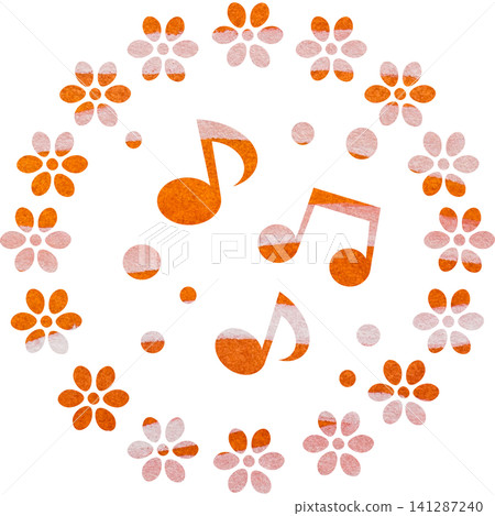 An illustration of a musical note icon with a beautiful watercolor pattern. An illustration of a musical note icon with a beautiful watercolor pattern. 141287240