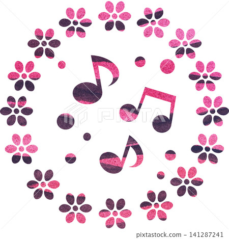 An illustration of a musical note icon with a beautiful watercolor pattern. An illustration of a musical note icon with a beautiful watercolor pattern. 141287241