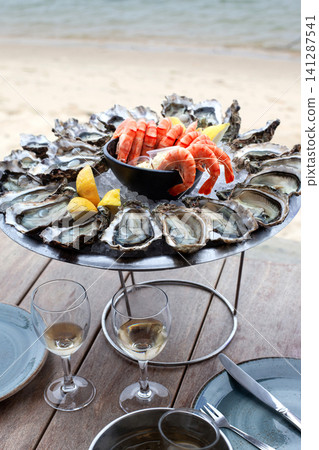 Seafood platter overlooking the sea Seafood platter overlooking the sea 141287541