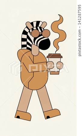 A fashionable anthropomorphic zebra wearing an oversized cinnamon-brown hoodie A fashionable anthropomorphic zebra wearing an oversized cinnamon-brown hoodie 141287595