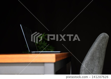 Computer, desk, and chair Computer, desk, and chair 141287626