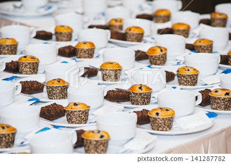 line of coffee break with cupcake line of coffee break with cupcake 141287782