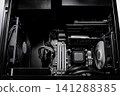 Close-up part of motherboard from laptop computer show up a green CPU on board 141288385
