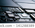 Close-up part of motherboard from laptop computer show up a CPU and other components on board 141288389