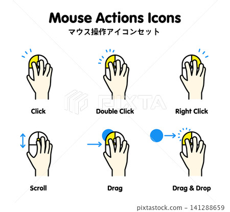 Mouse operation icon set Mouse operation icon set 141288659