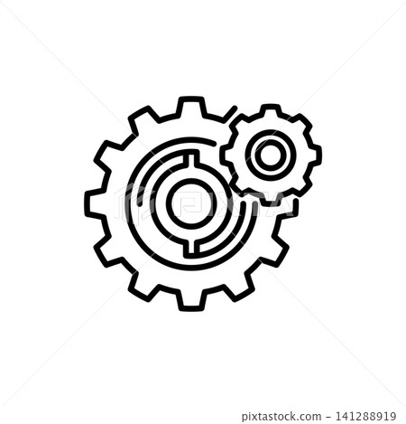 ine icon representing interlocking gears, symbolizing manual gearbox, gear ratio, transmission, and mechanical rotation. ine icon representing interlocking gears, symbolizing manual gearbox, gear ratio, transmission, and mechanical rotation. 141288919