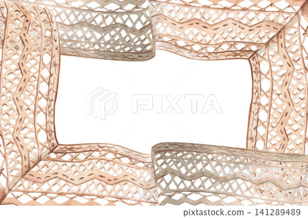A lace tablecloth in a rectangular frame. This isolated watercolor illustration is perfect for invitations, cards, wedding decor, nature blogs, and crafts. A lace tablecloth in a rectangular frame. This isolated watercolor illustration is perfect for invitations, cards, wedding decor, nature blogs, and crafts. 141289489