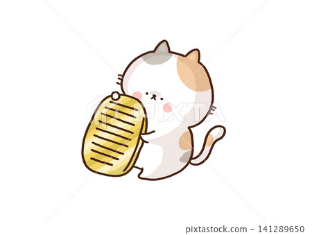 A cat is holding a gleaming golden coin tightly (like giving a coin to a cat). A cat is holding a gleaming golden coin tightly (like giving a coin to a cat). 141289650