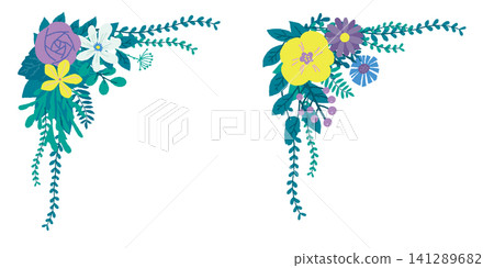 A touch of floral and plant-based decoration. Cool colors to evoke a sense of freshness. A touch of floral and plant-based decoration. Cool colors to evoke a sense of freshness. 141289682