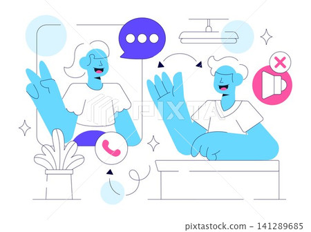 Sign Language Daily Interaction Illustration Featuring Deaf Communication, Hand Gestures, Accessibility Support, and Everyday Social Connection Sign Language Daily Interaction Illustration Featuring Deaf Communication, Hand Gestures, Accessibility Support, and Everyday Social Connection 141289685
